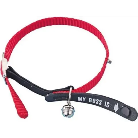 Nobby halsband identity met belletje en identiteits label rood - 1 st