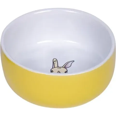 Nobby keramische eetbak knaagdier/konijn geel/wit