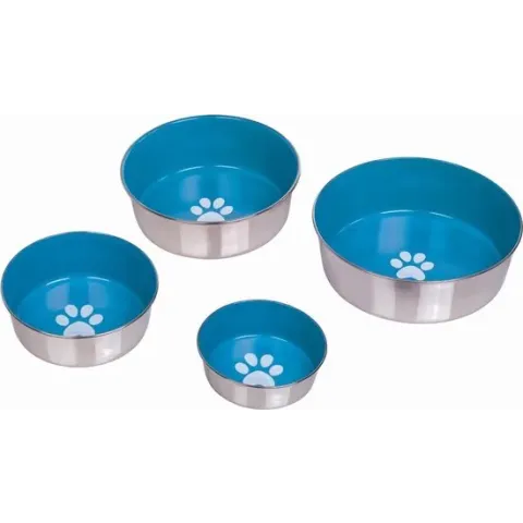 Nobby RVS voerbak heavy paw anti-slip blauw 14 cm - 0,6 ltr