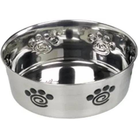 Nobby RVS voerbak heavy spiral anti-slip chroom 17 cm - 1,15 ltr