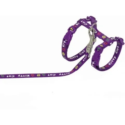 Nobby tuig en lijn kitty kat paars - lijn 120 cm -  tuig:15-20 cm