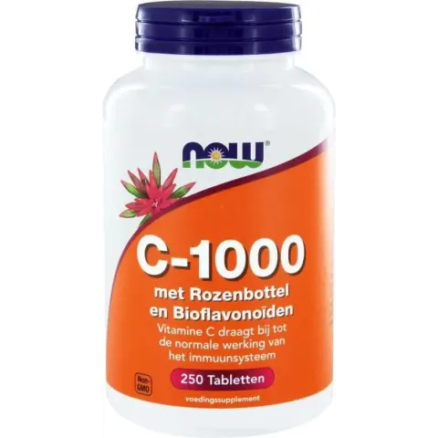 Now Foods - Vitamine C-1000 met Rozenbottel & Bioflavonoïden - Geschikt voor Vegetariërs en Veganisten - 250 Tabletten
