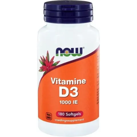 Now Foods - Vitamine D3 1000 IU - Belangrijk voor Immuunsysteem en Spierwerking - 180 Softgels