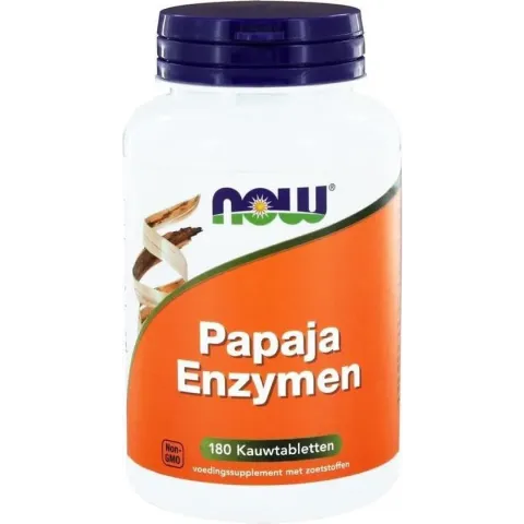 NOW Papaya Enzymen 180 kauwtabletten