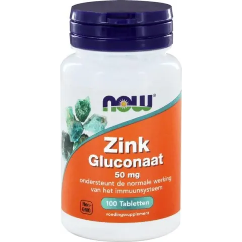 NOW Zink Gluconaat 50 mg - 100 Tabletten  - Mineralen