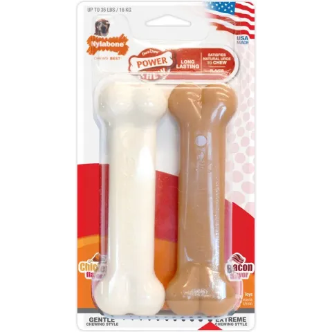 Nylabone Dura chew twin pack bacon & chicken bone wolf