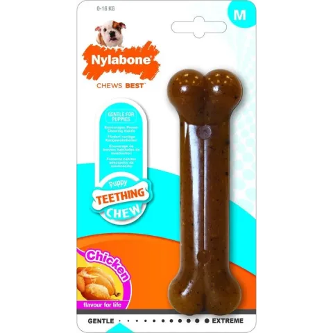 Nylabone Puppy Bone Flexible Bruin - Hondenspeelgoed - Medium Tot 16kg