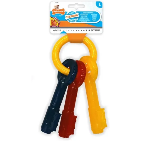 Nylabone Puppy Teething Key Flexible Geel&Blauw&Rood - Hondenspeelgoed - Wolf Tot 16kg