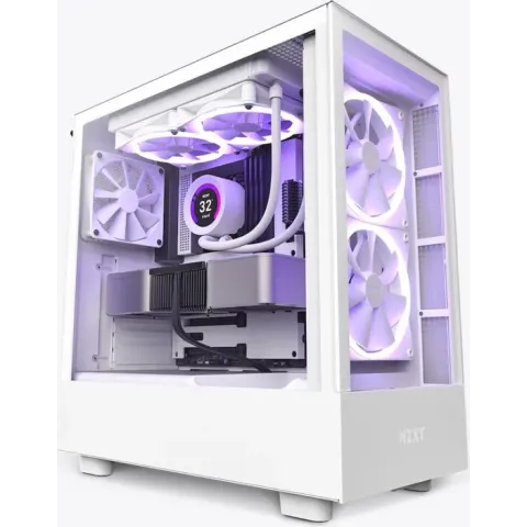 NZXT H5 ELITE White - Midtowermodel - Mini-ITX, Micro-ATX, ATX - geen voeding - SGCC Steel, Tempered Glass - Wit