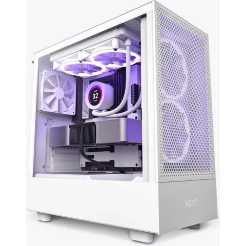 NZXT H5 FLOW White - Midtowermodel - Mini-ITX, Micro-ATX, ATX - geen voeding - SGCC Steel, Tempered Glass - Wit