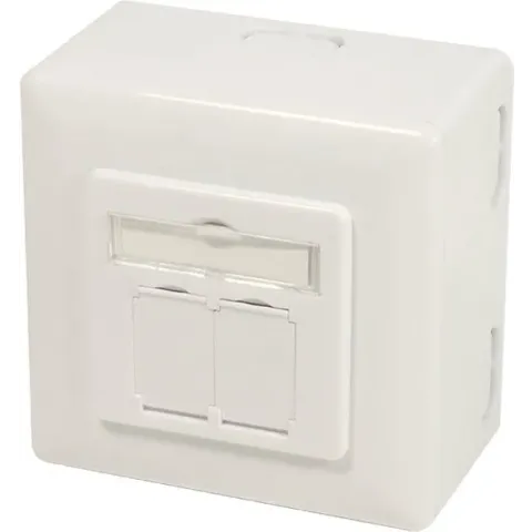 Opbouwdoos 2xRJ45 Cat6A LogiLink Zuiver Wit