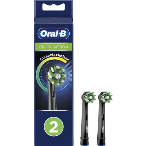 Oral-B CrossAction - Met CleanMaximiser-technologie - Opzetborstels - Zwart - 2 stuks
