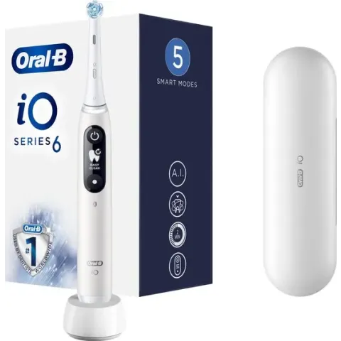 Oral-B iO 6 - Wit - Elektrische Tandenborstel Ontworpen Door Braun - 1 Handvat en 1 opzetborstel