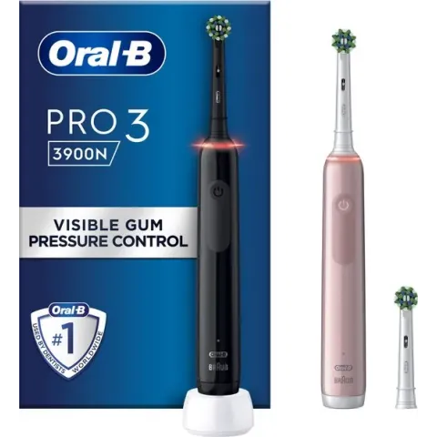 Oral-B PRO 3 3900 - Elektrische  Tandenborstel - Duo Zwart + Roze