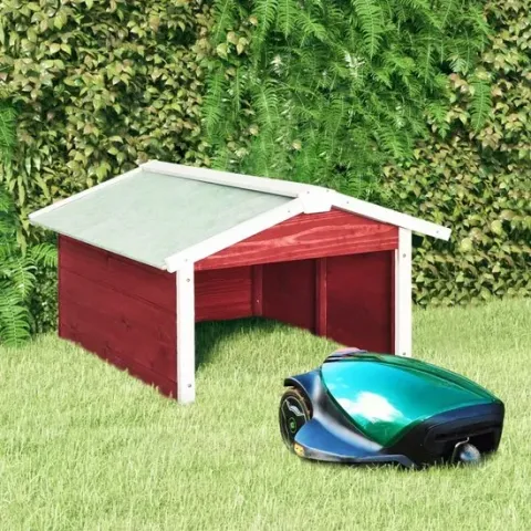 Overkapping voor grasmaaier 72x87x50 cm vurenhout rood en wit
