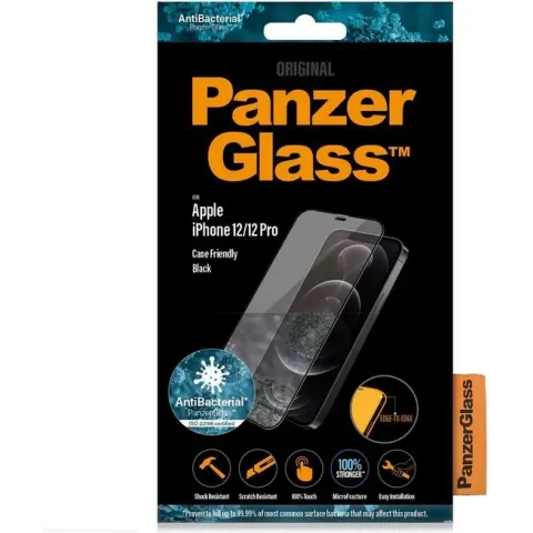 PanzerGlass Case Friendly Screenprotector voor iPhone 12, iPhone 12 Pro - Zwart