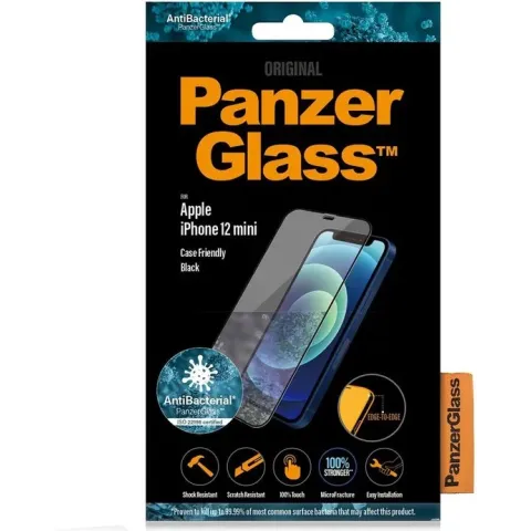 PanzerGlass Case Friendly Screenprotector voor iPhone 12 Mini - Zwart