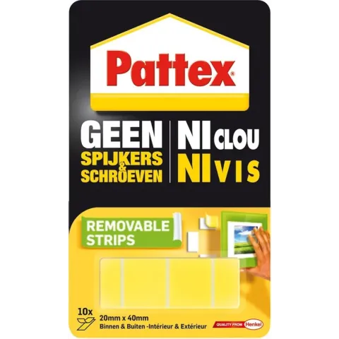 Pattex Montagetape strips verwijderbaar dubbelzijdig - 10 pcs - Montage tape