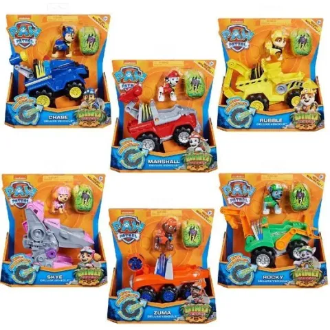 PAW Patrol , Dino Rescue Deluxe Rev Up-voertuig met verrassingsdinofiguur (stijlen variëren)