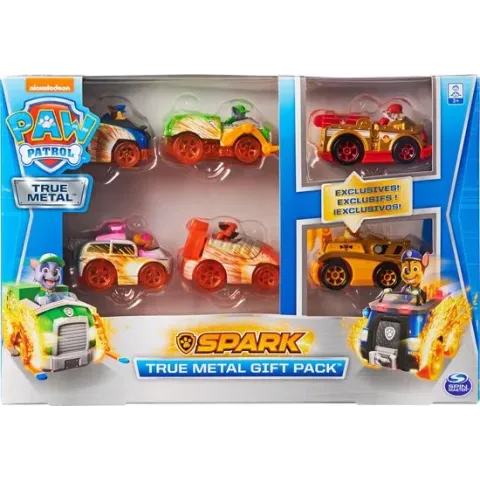 PAW Patrol Spark True Metal - Cadeauset - 6 Speelgoedvoertuigen - Schaal 1:55