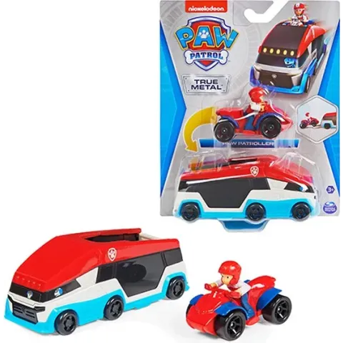 PAW Patrol True Metal Paw Patroller - Gegoten teamvoertuig met Ryder ATV-speelgoedvoertuig - schaal 1:55