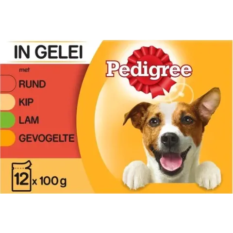 Pedigree Adult Favourites Multipack - Rundvlees en Gevogelte in gelei - 12 x 100 gr