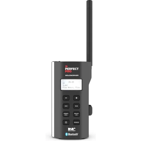 PerfectPro Soloworker - Bouwplaats Radio - Dab+ & FM - Bluetooth - Lithiumaccu - Oplaadbaar - Zwart - IP64 - SWBT2