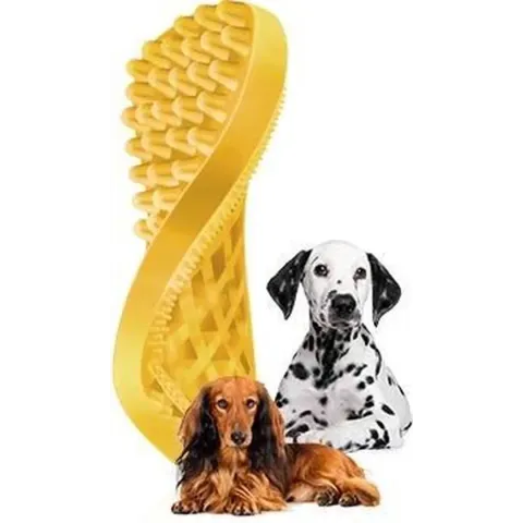 Pet+me dog short hair brush geel - 1 st