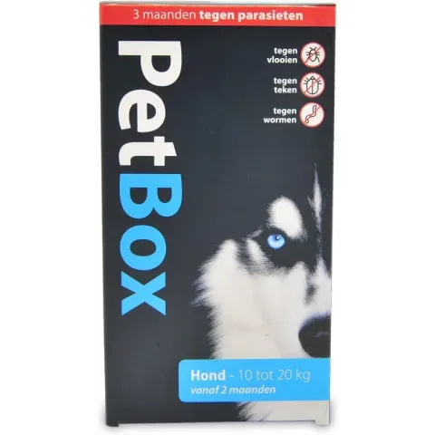 Petbox Hond Vlo. Teek & Worm - Anti vlo - teek- worm - Medium 10-20 Kg