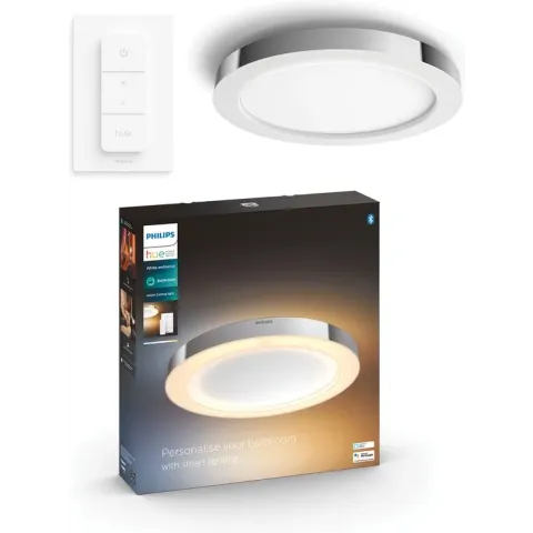 Philips Hue Adore badkamerplafondlamp - warm tot koelwit licht - chroom - 1 dimmer switch