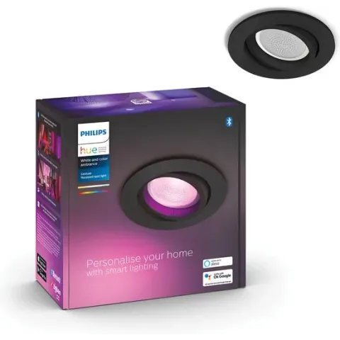 Philips Hue Centura inbouwspot - White and Color Ambiance - 1-spot - zwart - rond - Bluetooth