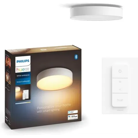Philips Hue Enrave plafondlamp - warm tot koelwit licht - wit - 55cm - 1 dimmer switch