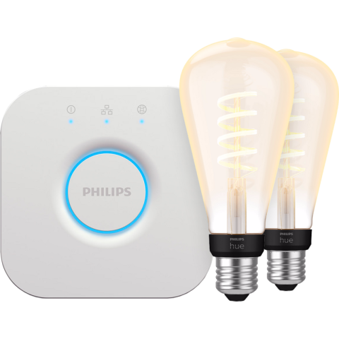 Philips Hue Filament White Ambiance Edison XL 2-Pack + Bridge
