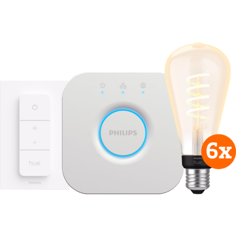 Philips Hue Filament White Ambiance Edison XL 6-Pack Startpakket