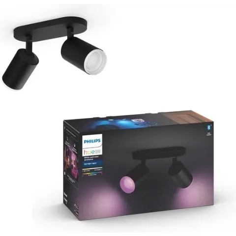 Philips Hue - Fugato - White and Color Ambiance - opbouwspot - 2 lichtpunten - zwart - Bluetooth