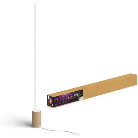 Philips Hue gradient Signe vloerlamp - wit en gekleurd licht - houtkleurig