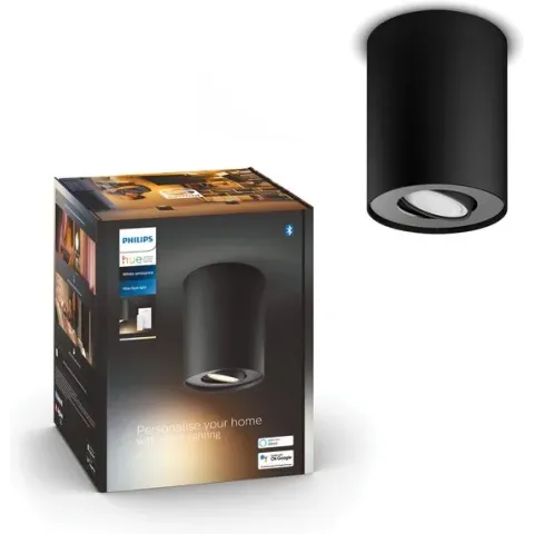 Philips Hue Pillar Opbouwspot - White Ambiance - GU10 - Zwart - 1 x 5,5W - Bluetooth - incl. Dimmer Switch