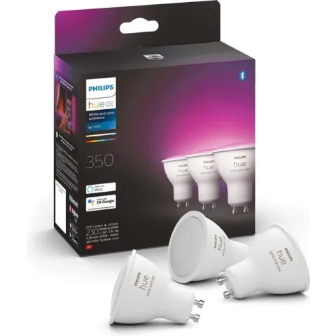 Philips Hue Slimme Lichtbron GU10 Spot - White and Color Ambiance - 3-pack - Bluetooth