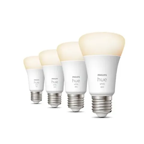 Philips Hue STANDAARDLAMP A60 E27 4-pack ZACHTWIT LICHT