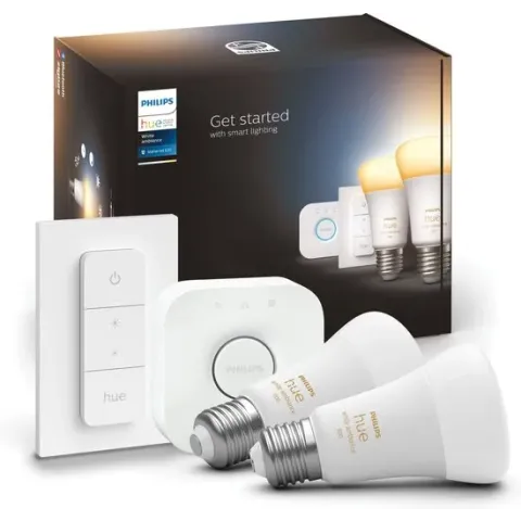 Philips Hue starterkit - White Ambiance - 2 lampen - E27 - 1100lm - met Bridge en Dimmer Switch