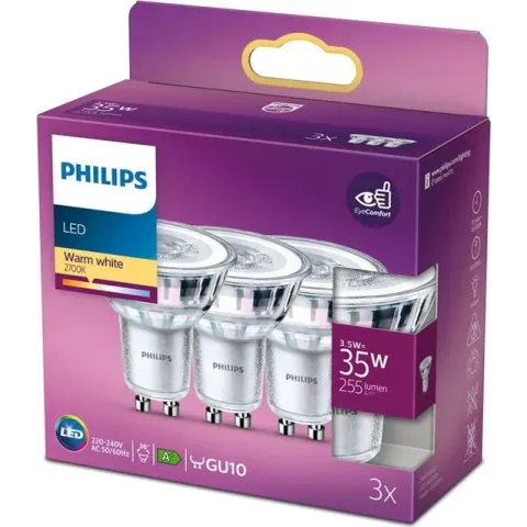 Philips LED Lamp Lichtbron - GU10 - 3,5W - 3 stuks