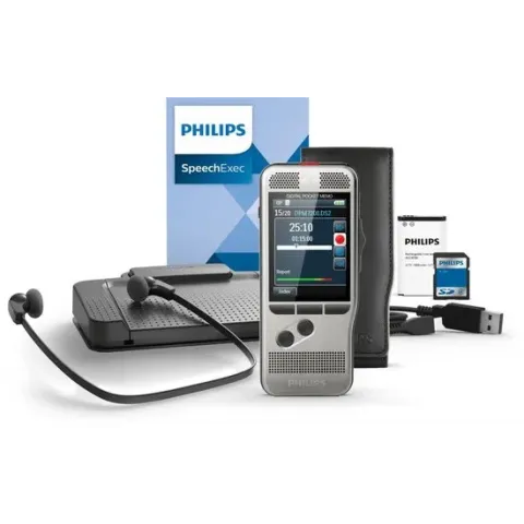 Philips PocketMemo Dicteer- en transcriptieset DPM7700, Digitale dicteerset voor 1 auteur, 1 secretariaatspost, zilver
