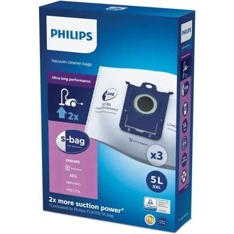 Philips S-Bag FC8027/01 - Stofzuigerzak Ultra Long Performance - 3 stuks