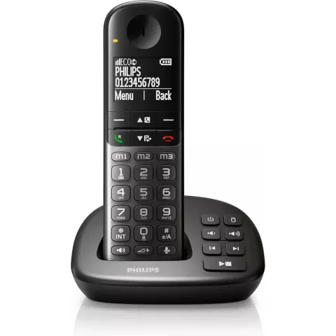 Philips XL4951DS - DECT-telefoon met Antwoordapparaat - Draadloze Senioren Telefoon met 1 Handset - Grote Toetsen, Volumeboost en Gehoorapparaat Compatibiliteit - Zwart