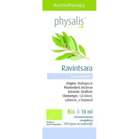 Physalis Etherische Olie Ravintsara Bio 10ml - Diffuser, huid en inwendig