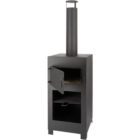 Pizza oven + Terraskachel zwart - Staal - Zwart - 38,4 x 42 x 136 cm