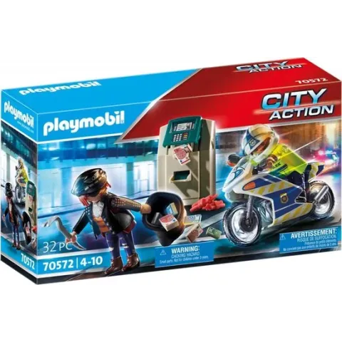 PLAYMOBIL City Action Politiemotor: achtervolging van de geldrover - 70572