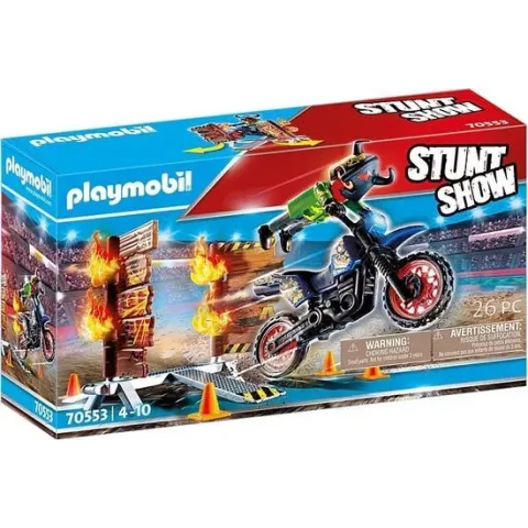PLAYMOBIL Stuntshow Motor met vuurmuur - 70553