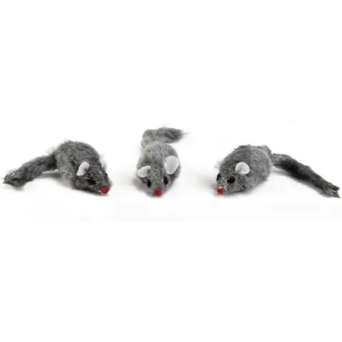 Plush muisje - Wit zakje 3st 5 cm