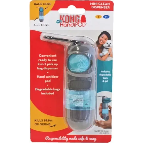 Poezakhouder met Anti-bacteriële Handgel - Met Biologisch Afbreekbare bijgevoegde poepzakjes - HandiPod Clean Dispenser - Clean Mini